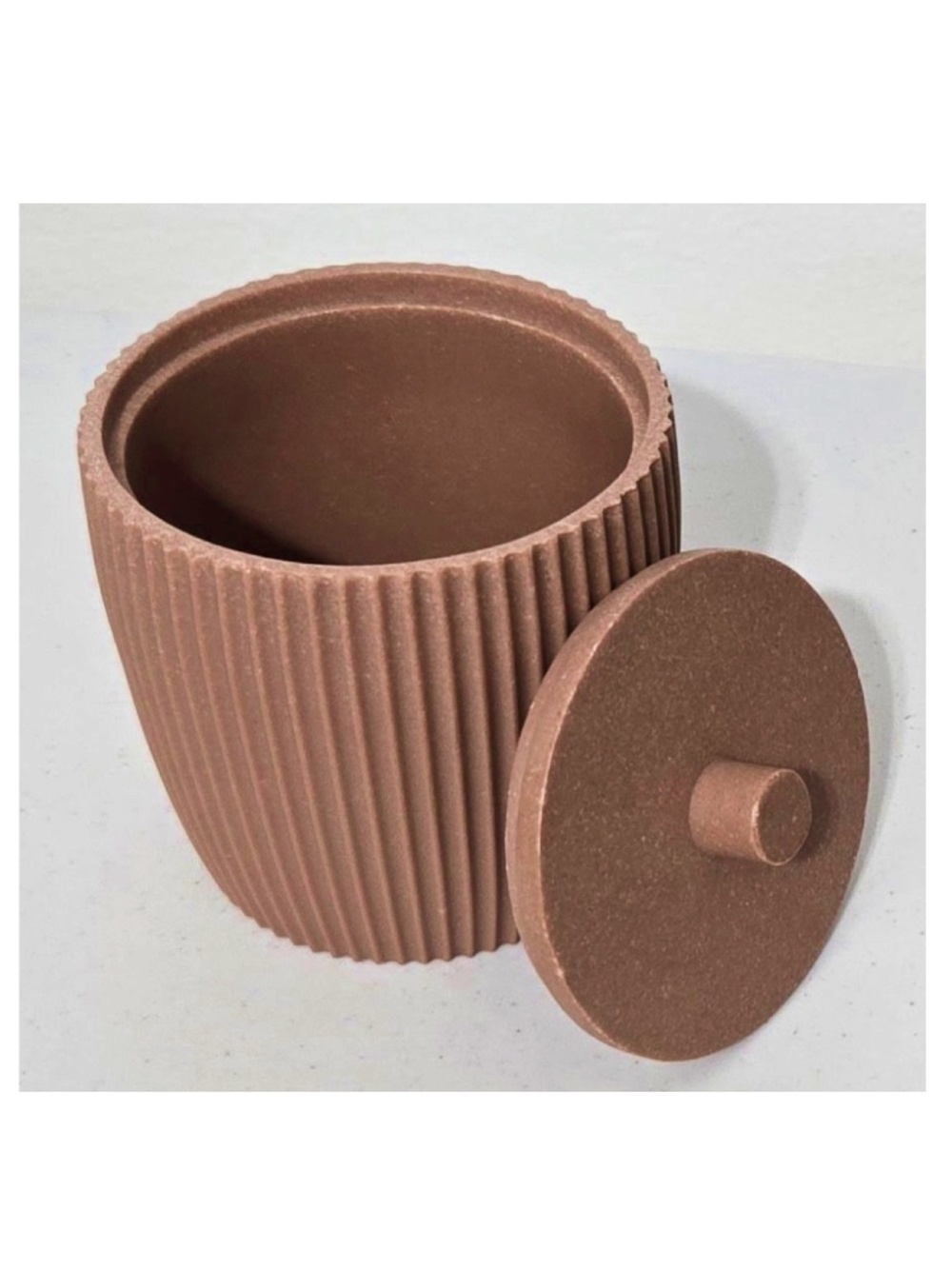 New Room & Retreat Lidded Jar Cylinder Home Bathroom Kitchen Brown NWT